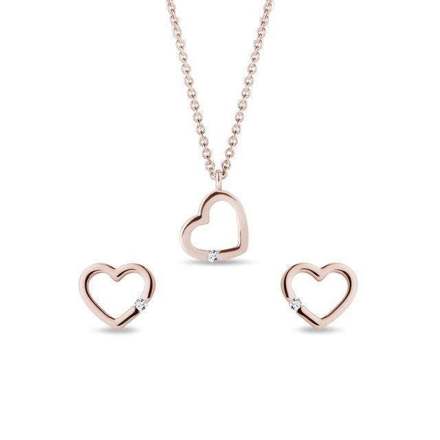 DIAMOND ROSE GOLD HEART JEWELRY SET - DIAMOND SETS - FINE JEWELRY