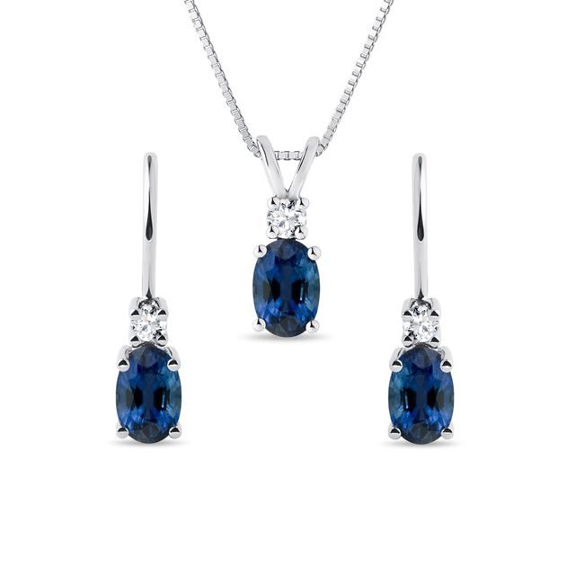 SCHMUCKSET MIT SAPHIR UND DIAMANTEN IN WEISSGOLD - SCHMUCK SETS EDELSTEINE - SCHMUCK