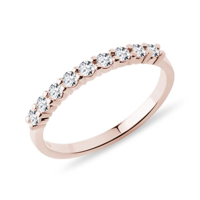 BAGUE D'OR ROSE AVEC NEUF DIAMANTS - ALLIANCES DE MARIAGE FEMMES - ALLIANCES DE MARIAGE