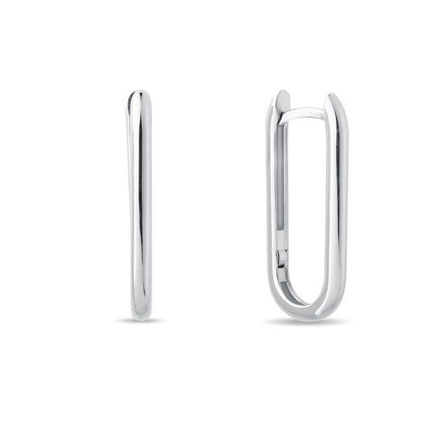 MINIMAL OVAL EARRINGS IN 14K WHITE GOLD - WHITE GOLD EARRINGS - EARRINGS