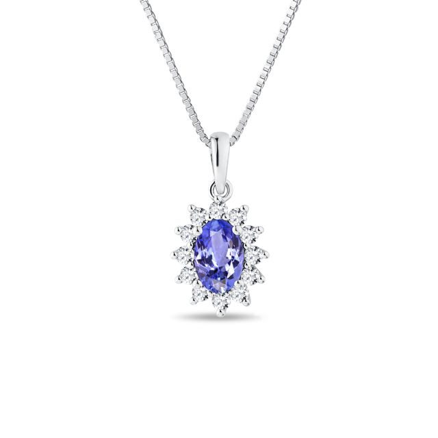 ZARTE HALSKETTE MIT DIAMANT UND TANSANIT AUS WEISSGOLD - KETTEN MIT TANSANIT - KETTEN
