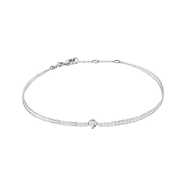 BRACELET DOUBLE EN OR BLANC AVEC DIAMANT - BRACELETS AVEC DIAMANTS - BRACELETS