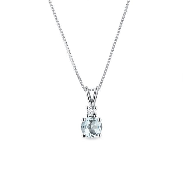 Aquamarine and diamond necklace in white gold