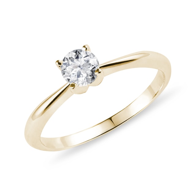 BAGUE DE FIANÇAILLES CLASSIQUE EN OR JAUNE AVEC BRILLANT - SOLITAIRES - BAGUES DE FIANÇAILLES