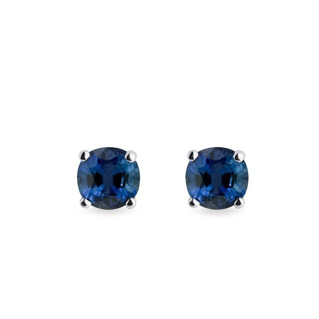 SAPPHIRE STUD EARRINGS IN WHITE GOLD - SAPPHIRE EARRINGS - EARRINGS