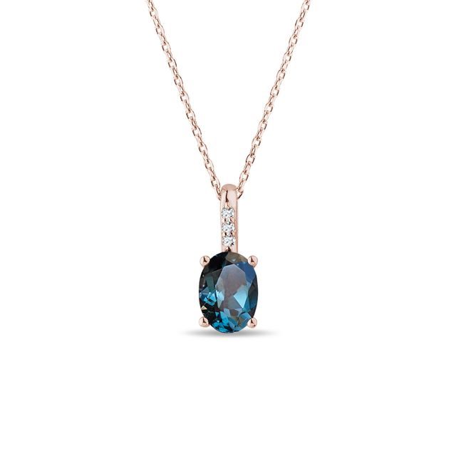 DIAMOND AND TOPAZ ROSE GOLD NECKLACE - TOPAZ NECKLACES - NECKLACES