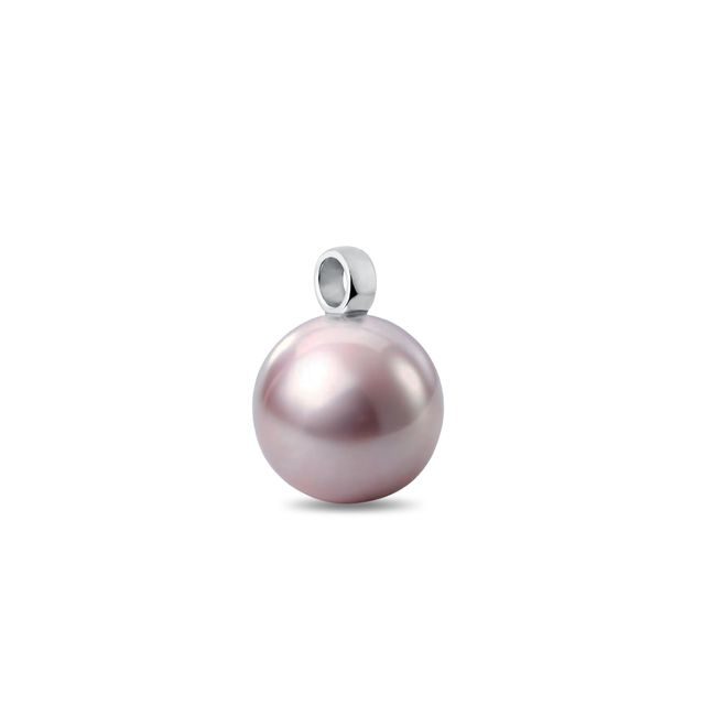 ANHÄNGER MIT VIOLETTER MING-PERLE IN 14-KARÄTIGEM WEISSGOLD - MAGNETISCHE HALSKETTEN - KETTEN