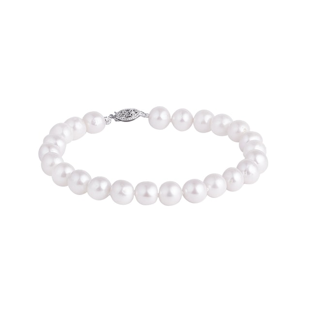 BRACELET EN PERLES AVEC FERMOIR D'OR BLANC - BRACELETS EN PERLES - PERLES