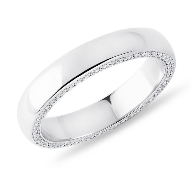 WEISSGOLDENER HERRENRING MIT SEITLICHEN DIAMANTEN - TRAURINGE FÜR HERREN - TRAURINGE