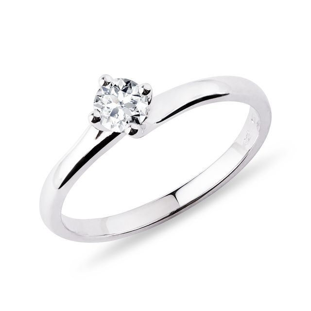 Asymmetric Ring with Brilliant in White Gold