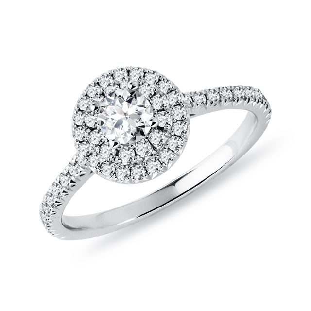 DOPPELTER HALORING MIT DIAMANTEN IN WEISSGOLD - VERLOBUNGSRINGE DIAMANTEN - VERLOBUNGSRINGE