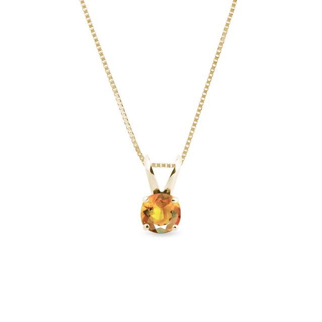 Zlatý náhrdelník s citrínem v kulatém brusu