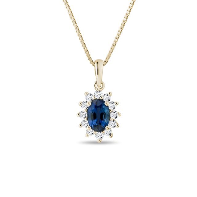 HALO-HALSKETTE MIT SAPHIREN UND DIAMANTEN IN GELBGOLD - KETTEN MIT SAPHIR - KETTEN