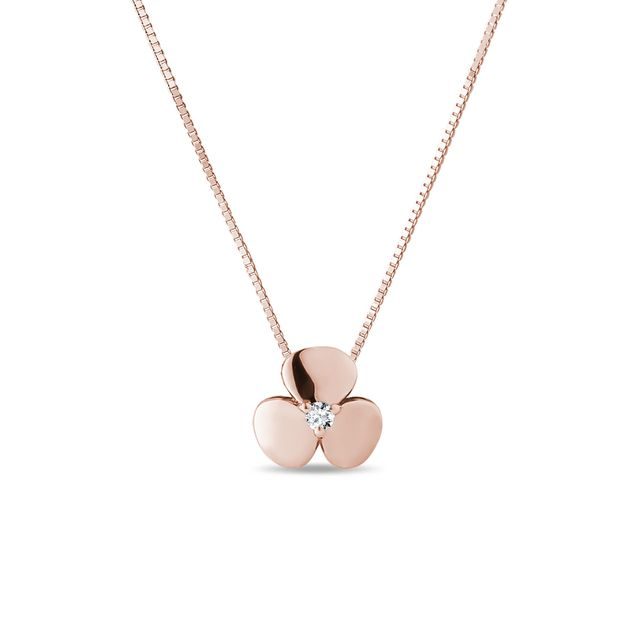 DIAMOND SHAMROCK NECKLACE IN ROSE GOLD - DIAMOND NECKLACES - NECKLACES