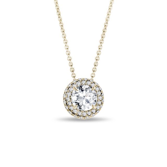 HALO-HALSKETTE MIT 1 CT LABORDIAMANT IN GELBGOLD - KETTEN MIT DIAMANTEN - KETTEN