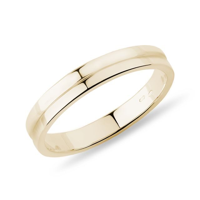 WOMEN'S SQUARE PROFILE ENGRAVED WEDDING RING IN YELLOW GOLD - WOMEN'S WEDDING RINGS - WEDDING RINGS