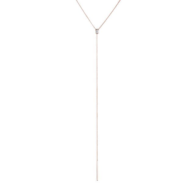 COLLIER CHAÎNE EN OR ROSE AVEC DIAMANT DE SYNTHÈSE - COLLIERS AVEC DIAMANTS - COLLIERS