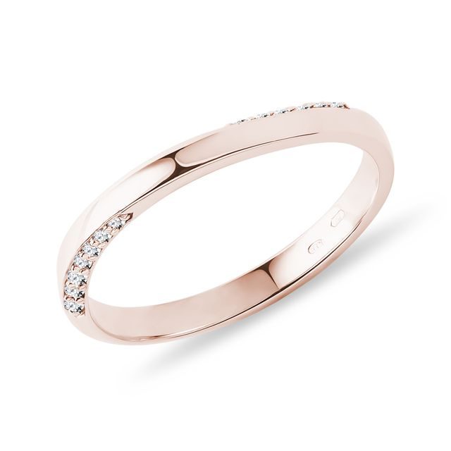 BAGUE DE MARIAGE EN OR ROSE 14 CT AVEC DIAMANTS - ALLIANCES DE MARIAGE FEMMES - ALLIANCES DE MARIAGE