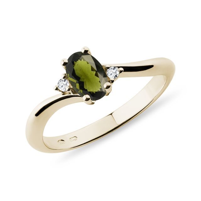 RING AUS GELBGOLD MIT MOLDAVIT - RINGE MOLDAVIT - RINGE