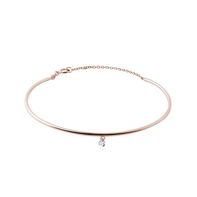 DIAMOND BANGLE CHAIN BRACELET IN ROSE GOLD - DIAMOND BRACELETS - BRACELETS