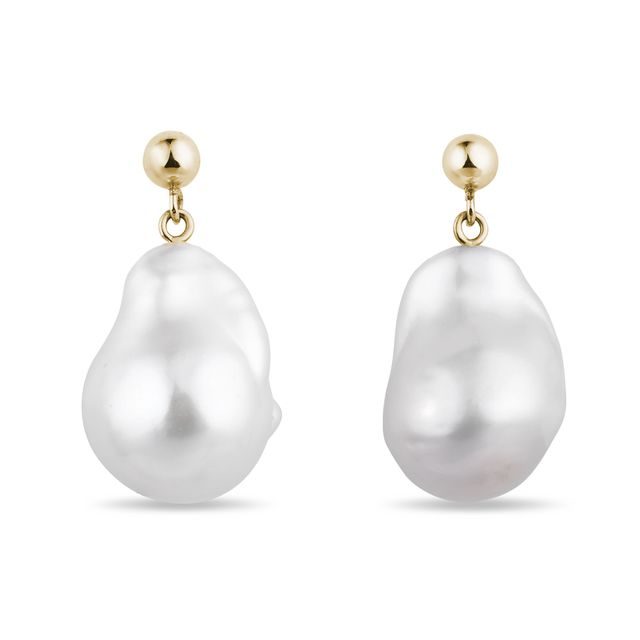 BAROQUE PEARL EARRINGS IN YELLOW GOLD - PEARL EARRINGS - PEARL JEWELLERY