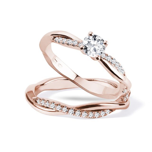 ENGAGEMENT SET OF ROSE GOLD WITH DIAMONDS - ENGAGEMENT AND WEDDING MATCHING SETS - ENGAGEMENT RINGS