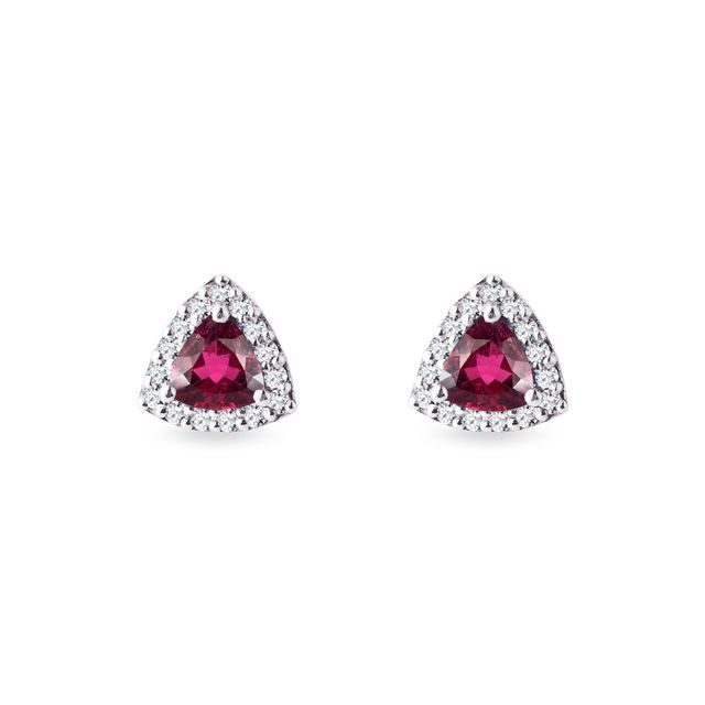 Earrings with Rubellites and Brilliants in White Gold