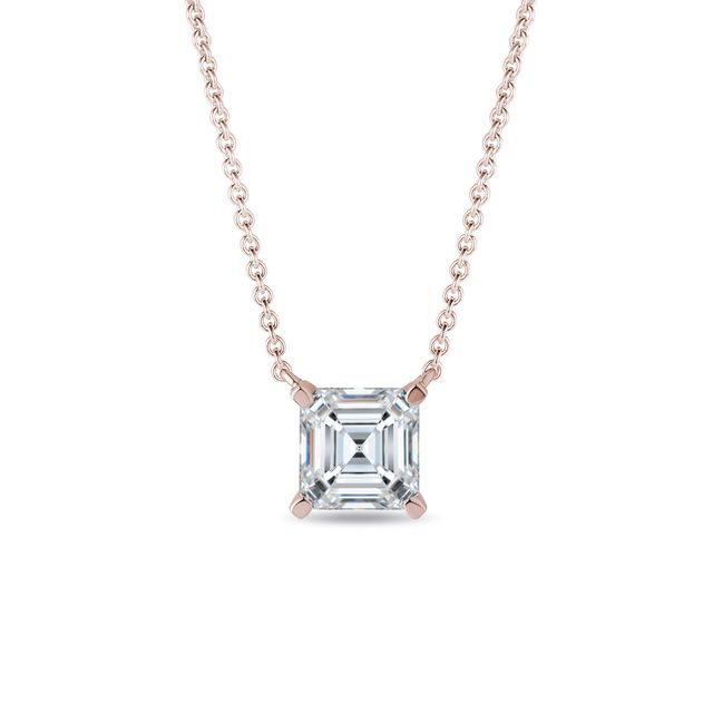 ROSÉGOLDENE HALSKETTE MIT LABOR-DIAMANT IM ASSCHERSCHLIFF - KETTEN MIT DIAMANTEN - KETTEN
