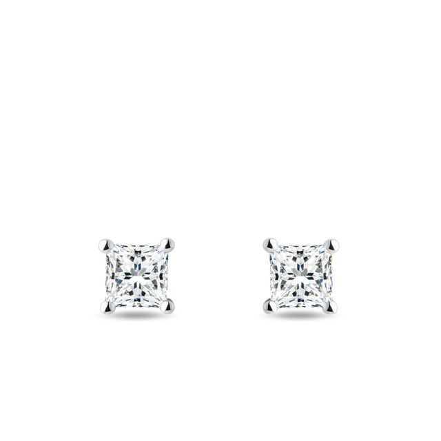 BOUCLES D'OREILLES EN OR BLANC AVEC DIAMANTS - PUCES D'OREILLES EN DIAMANT - BOUCLES D'OREILLES