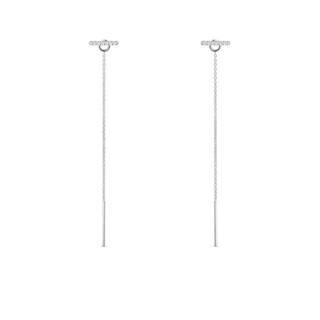 DIAMOND CHAIN BAR EARRINGS IN WHITE GOLD - DIAMOND EARRINGS - EARRINGS