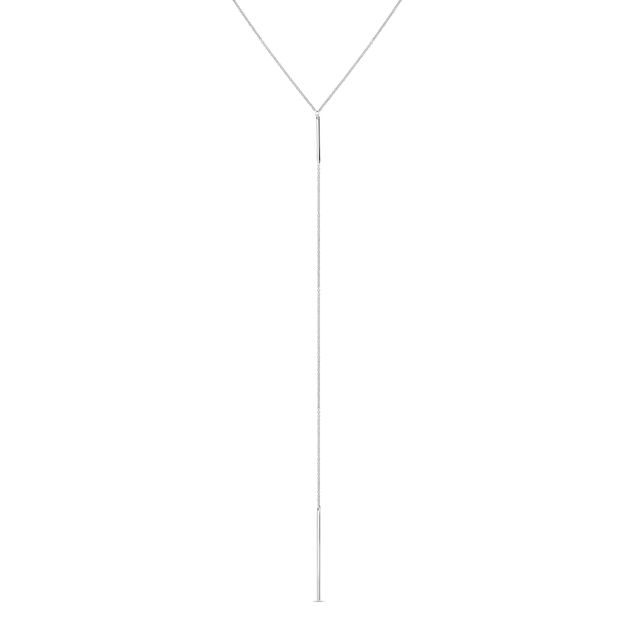 White Gold Chain Necklace with Vertical Hanging Bars