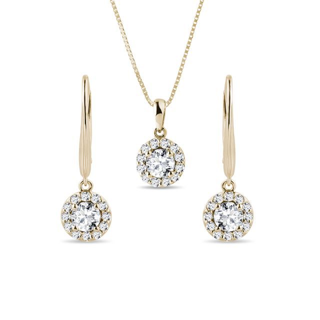 SOUPRAVA BRILIANTOVÝCH ŠPERKŮ VE ŽLUTÉM 14K ZLATĚ - DIAMANTOVÉ SOUPRAVY - ŠPERKY