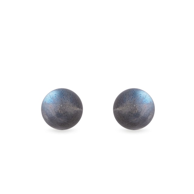 ROUND LABRADORITE EARRINGS IN YELLOW GOLD - SEASONS COLLECTION - KLENOTA COLLECTIONS