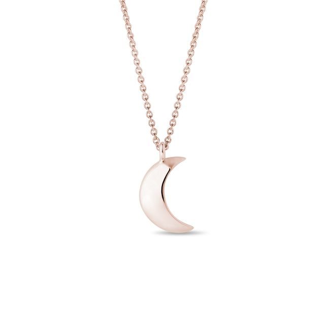 MOON-SHAPED PENDANT IN ROSE GOLD - ROSE GOLD NECKLACES - NECKLACES