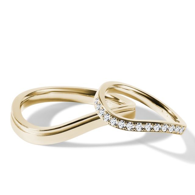 YELLOW GOLD WAVE WEDDING RING SET - YELLOW GOLD WEDDING SETS - WEDDING RINGS