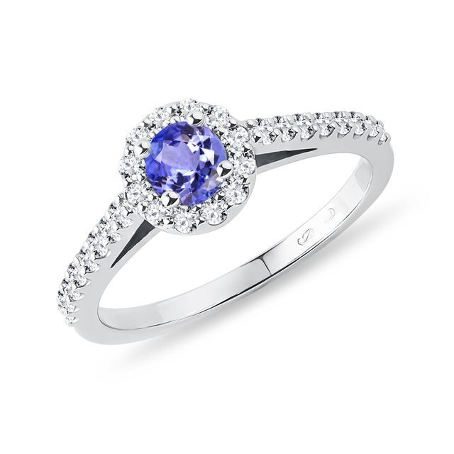 Gold Engagement Ring with Tanzanite and Diamonds