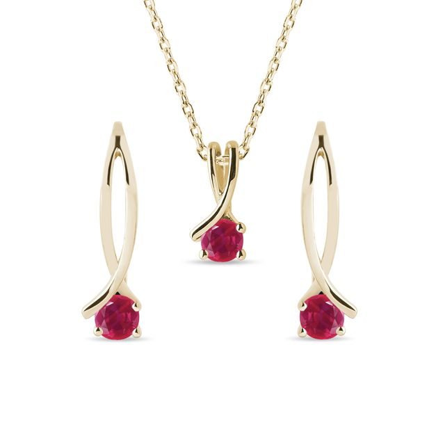 RUBINSCHMUCKSET AUS 14 KT GELBGOLD - SCHMUCK SETS EDELSTEINE - SCHMUCK