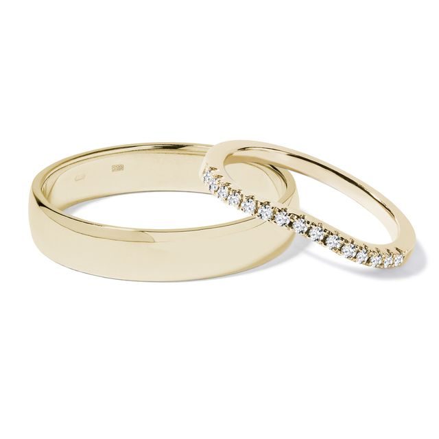 Moderní snubní prsteny s diamanty ve zlatě