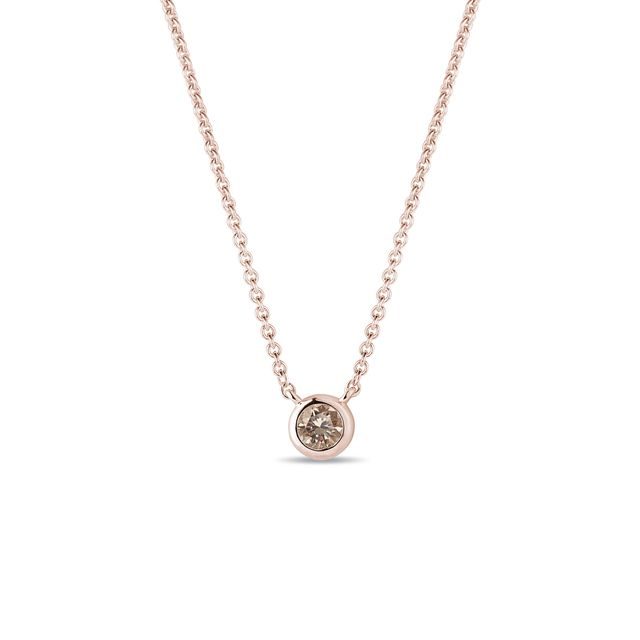 COLLIER D'OR ROSE AVEC DIAMANT CHAMPAGNE - COLLIERS AVEC DIAMANTS - COLLIERS