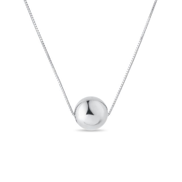 COLLIER EN OR BLANC AVEC PENDENTIF SPHÉRIQUE - COLLIERS EN OR BLANC - COLLIERS