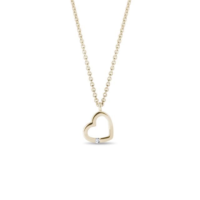 HERZFÖRMIGE KINDERKETTE MIT DIAMANT IN GELBGOLD - KINDER KETTEN - KETTEN