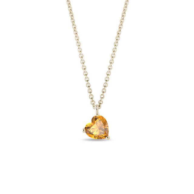 COLLIER EN OR JAUNE AVEC CITRINE EN FORME DE CŒUR - COLLIERS AVEC CITRINE - COLLIERS