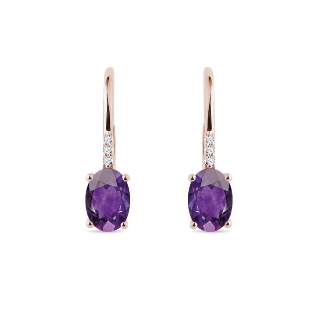 Amethyst and diamond earrings in rose gold