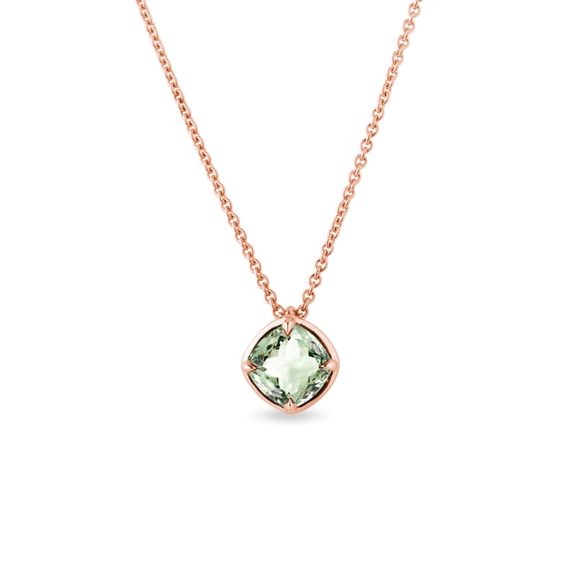 COLLIER EN OR ROSE FORGÉE AVEC AMÉTHYSTE VERTE - COLLIERS AVEC AMÉTHYSTE - COLLIERS