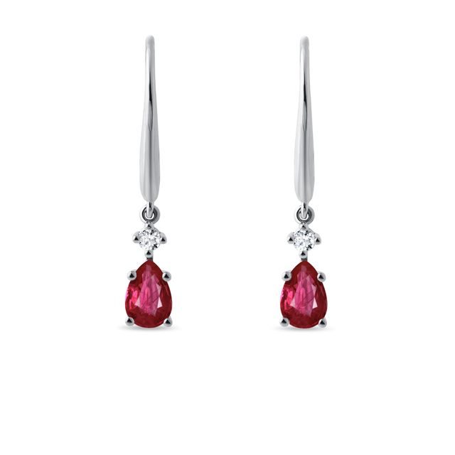 RUBIN OHRRINGE MIT DIAMANTEN IN WEISSGOLD - OHRRINGE MIT RUBIN - OHRRINGE