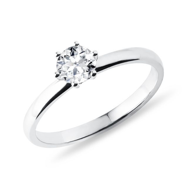 ZÁSNUBNÝ PRSTEŇ Z BIELEHO ZLATA S 0,5CT DIAMANTOM - ZÁSNUBNÉ PRSTENE S BRILIANTOM - ZÁSNUBNÉ PRSTENE
