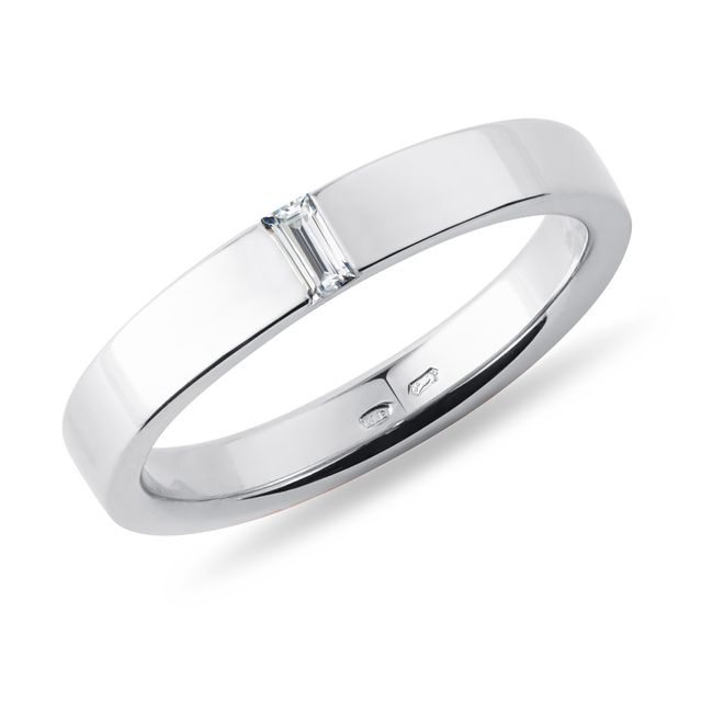 MEN'S BAGUETTE DIAMOND WEDDING RING IN 14K WHITE GOLD - RINGS FOR HIM - WEDDING RINGS