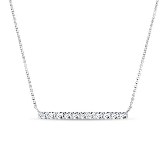 COLLIER EN OR BLANC AVEC BARRETTE DE DIAMANTS - COLLIERS AVEC DIAMANTS - COLLIERS