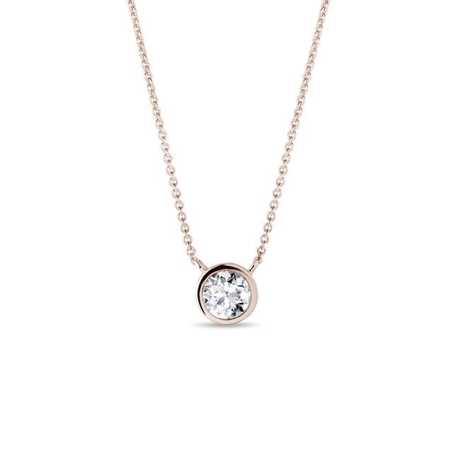 ROSE GOLD NECKLACE WITH BEZEL DIAMOND - DIAMOND NECKLACES - NECKLACES