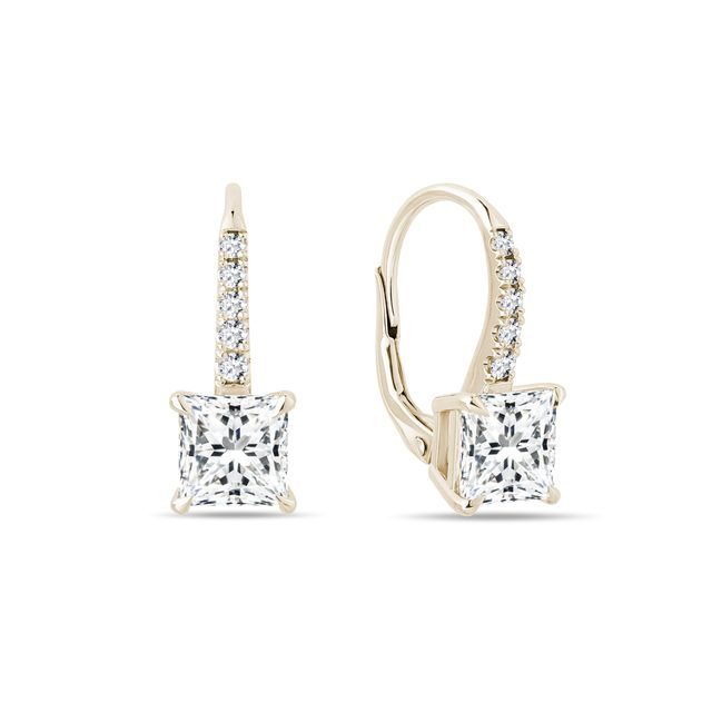 PRINCESS CUT LAB GROWN DIAMOND GOLD EARRINGS - DIAMOND EARRINGS - EARRINGS